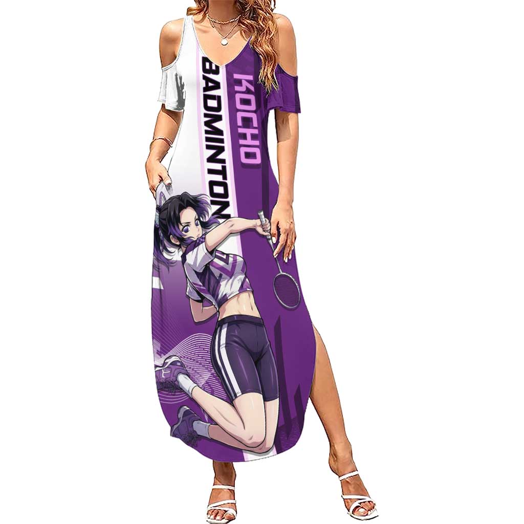 Personalized Shinobu Kocho Badminton Summer Maxi Dress with Jump Smash Pose - The Mazicc
