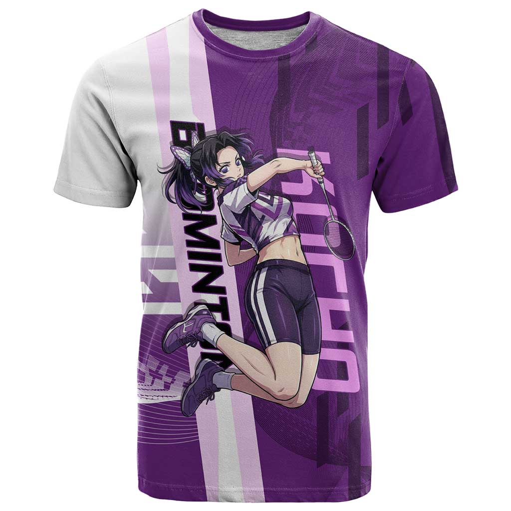 Personalized Shinobu Kocho Badminton T Shirt with Jump Smash Pose - The Mazicc