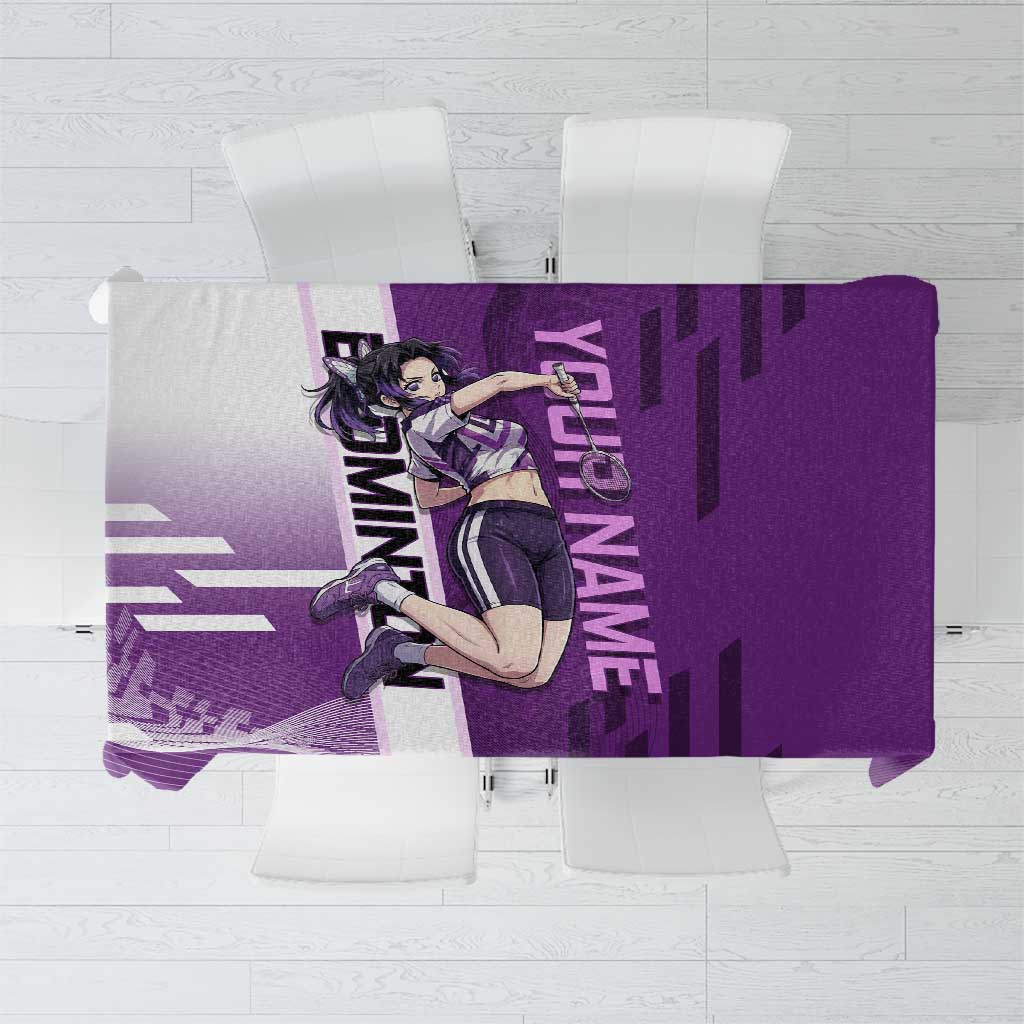 Personalized Shinobu Kocho Badminton Tablecloth with Jump Smash Pose - The Mazicc