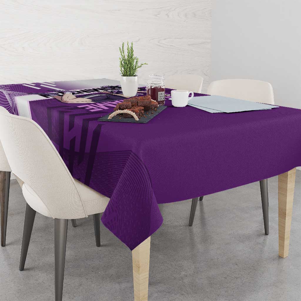 Personalized Shinobu Kocho Badminton Tablecloth with Jump Smash Pose - The Mazicc