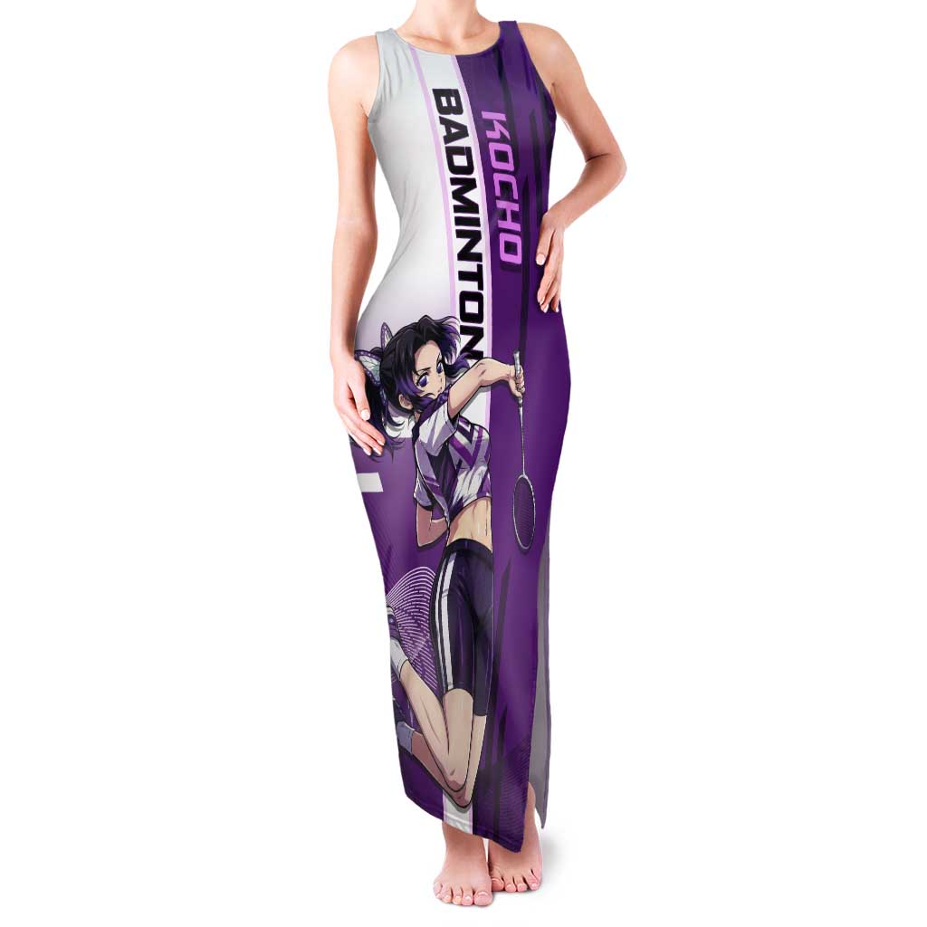 Personalized Shinobu Kocho Badminton Tank Maxi Dress with Jump Smash Pose - The Mazicc