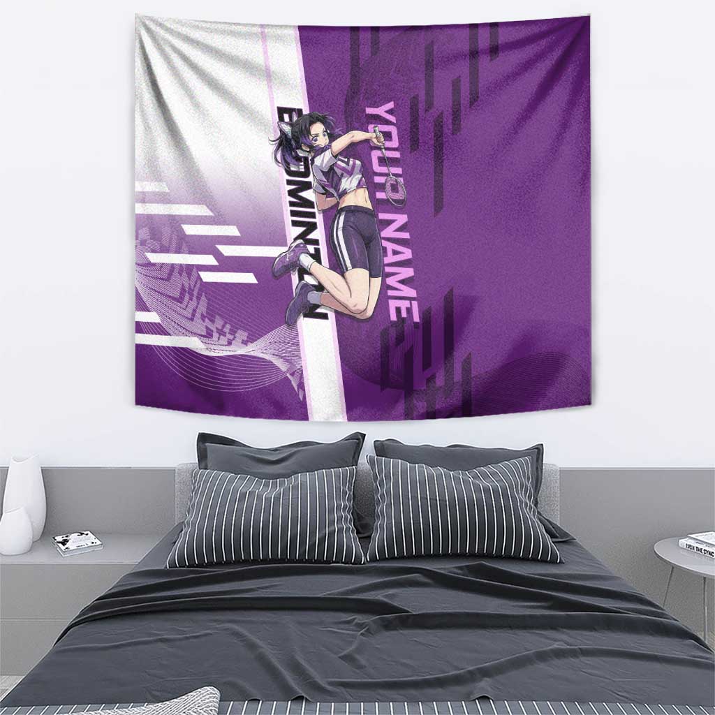 Personalized Shinobu Kocho Badminton Tapestry with Jump Smash Pose - The Mazicc