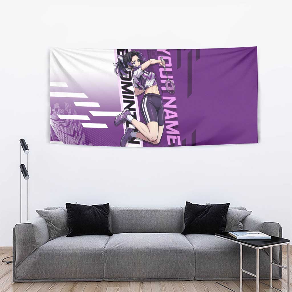 Personalized Shinobu Kocho Badminton Tapestry with Jump Smash Pose - The Mazicc