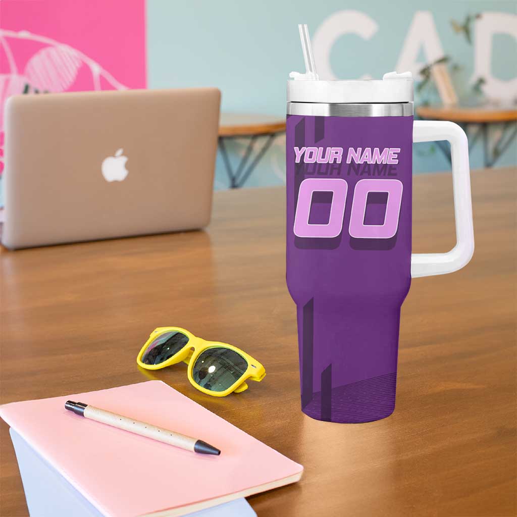 Personalized Shinobu Kocho Badminton Tumbler With Handle with Jump Smash Pose - The Mazicc