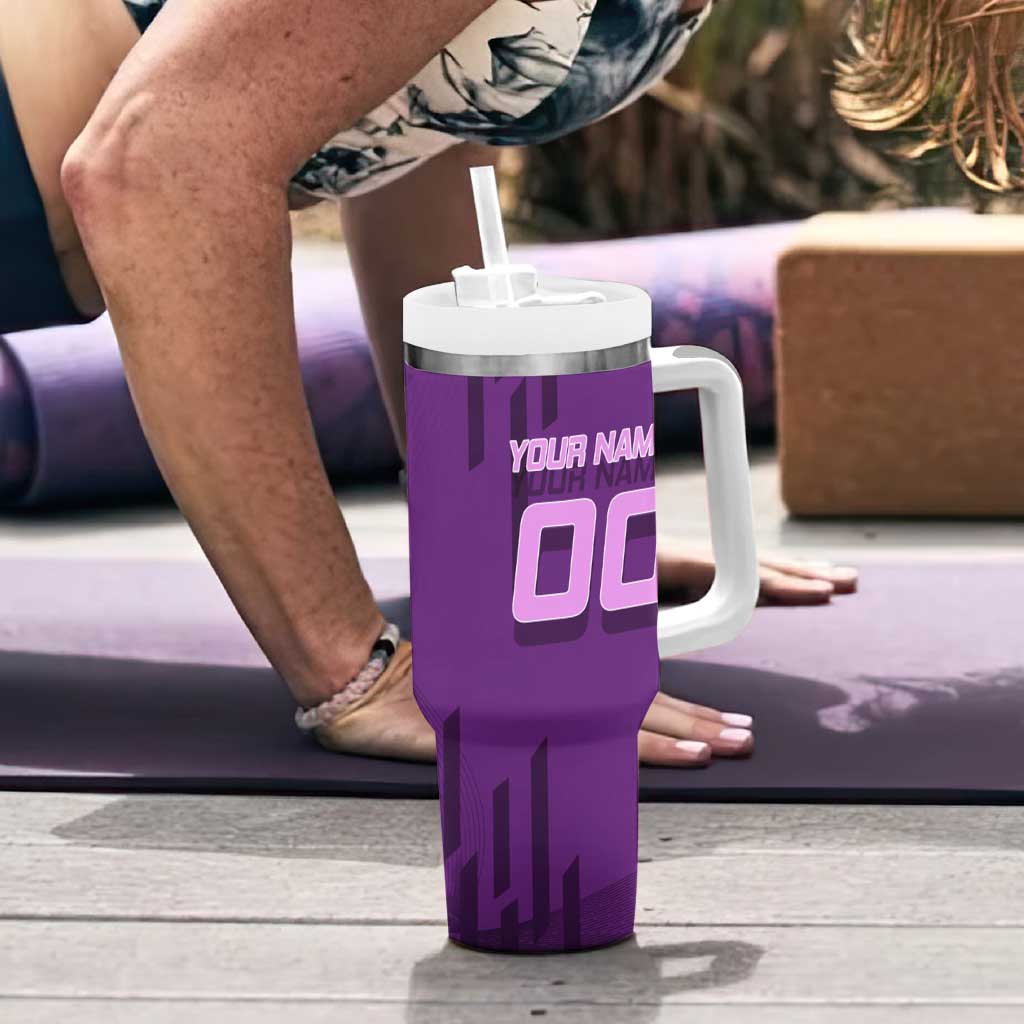 Personalized Shinobu Kocho Badminton Tumbler With Handle with Jump Smash Pose - The Mazicc