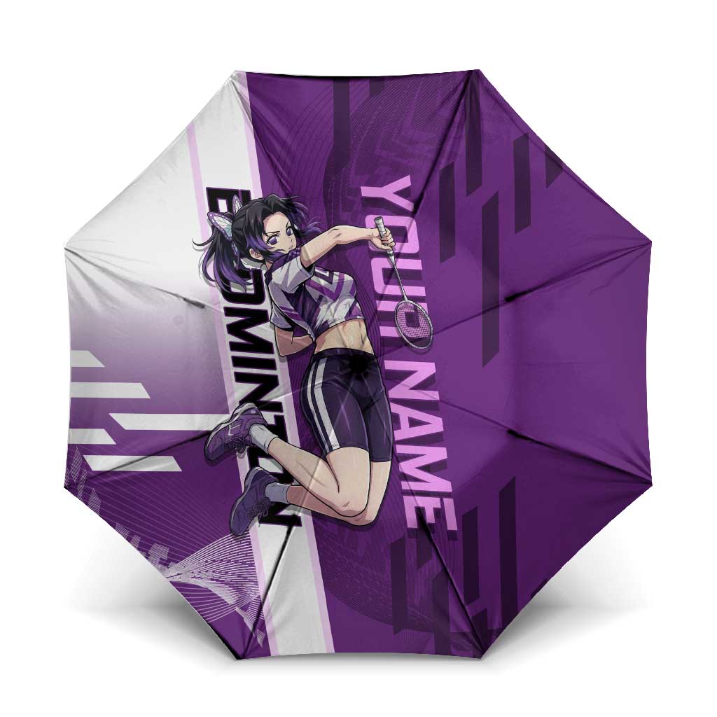 Personalized Shinobu Kocho Badminton Umbrella with Jump Smash Pose - The Mazicc