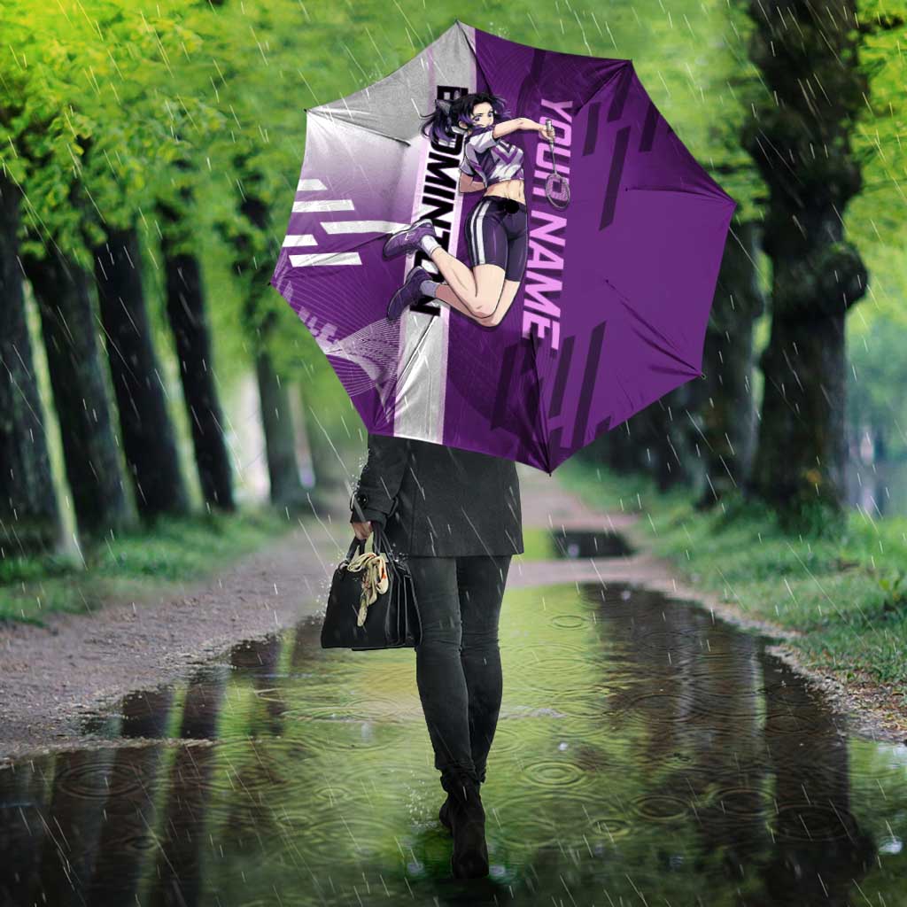 Personalized Shinobu Kocho Badminton Umbrella with Jump Smash Pose - The Mazicc