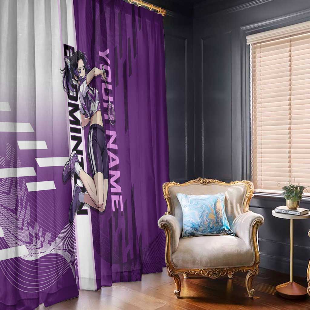 Personalized Shinobu Kocho Badminton Window Curtain with Jump Smash Pose - The Mazicc