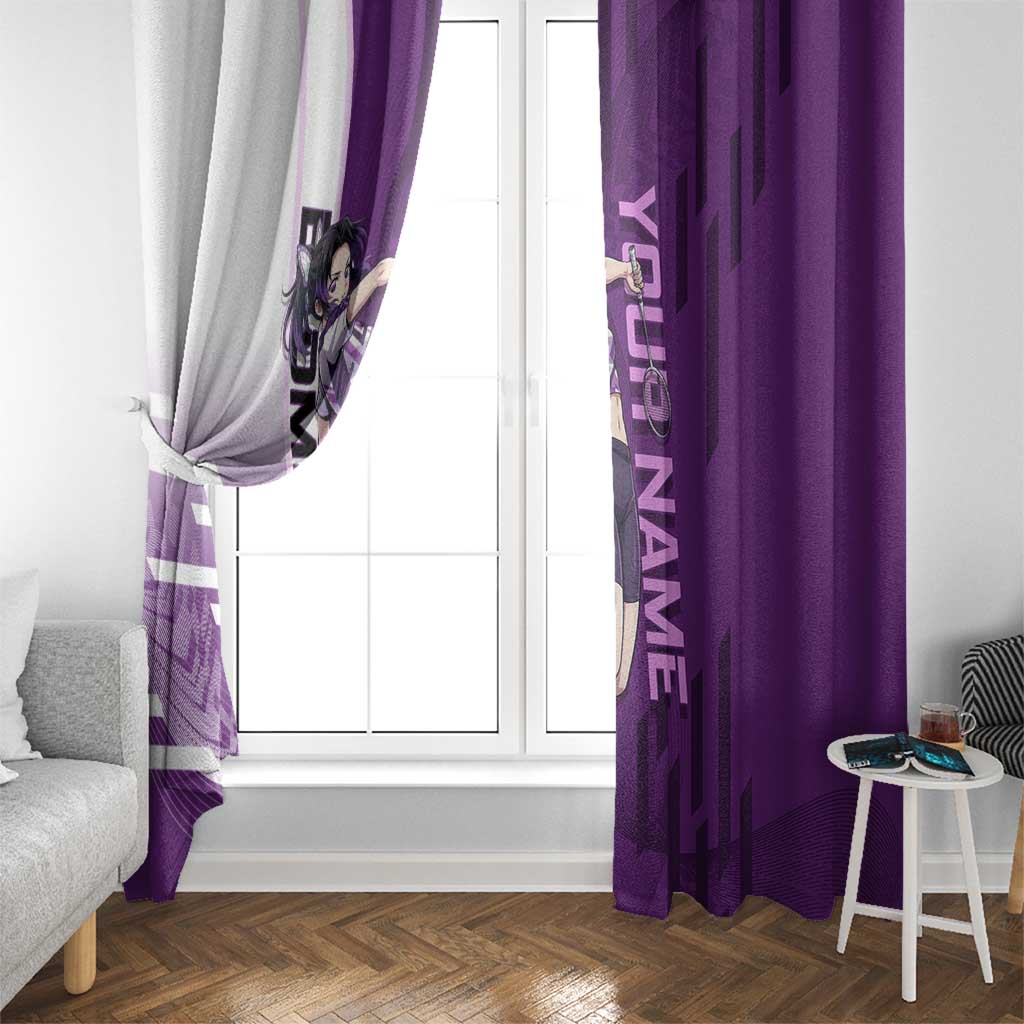 Personalized Shinobu Kocho Badminton Window Curtain with Jump Smash Pose - The Mazicc