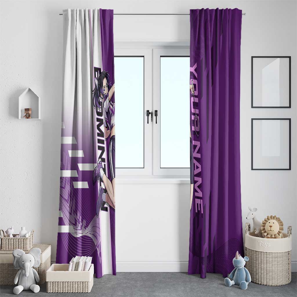 Personalized Shinobu Kocho Badminton Window Curtain with Jump Smash Pose - The Mazicc