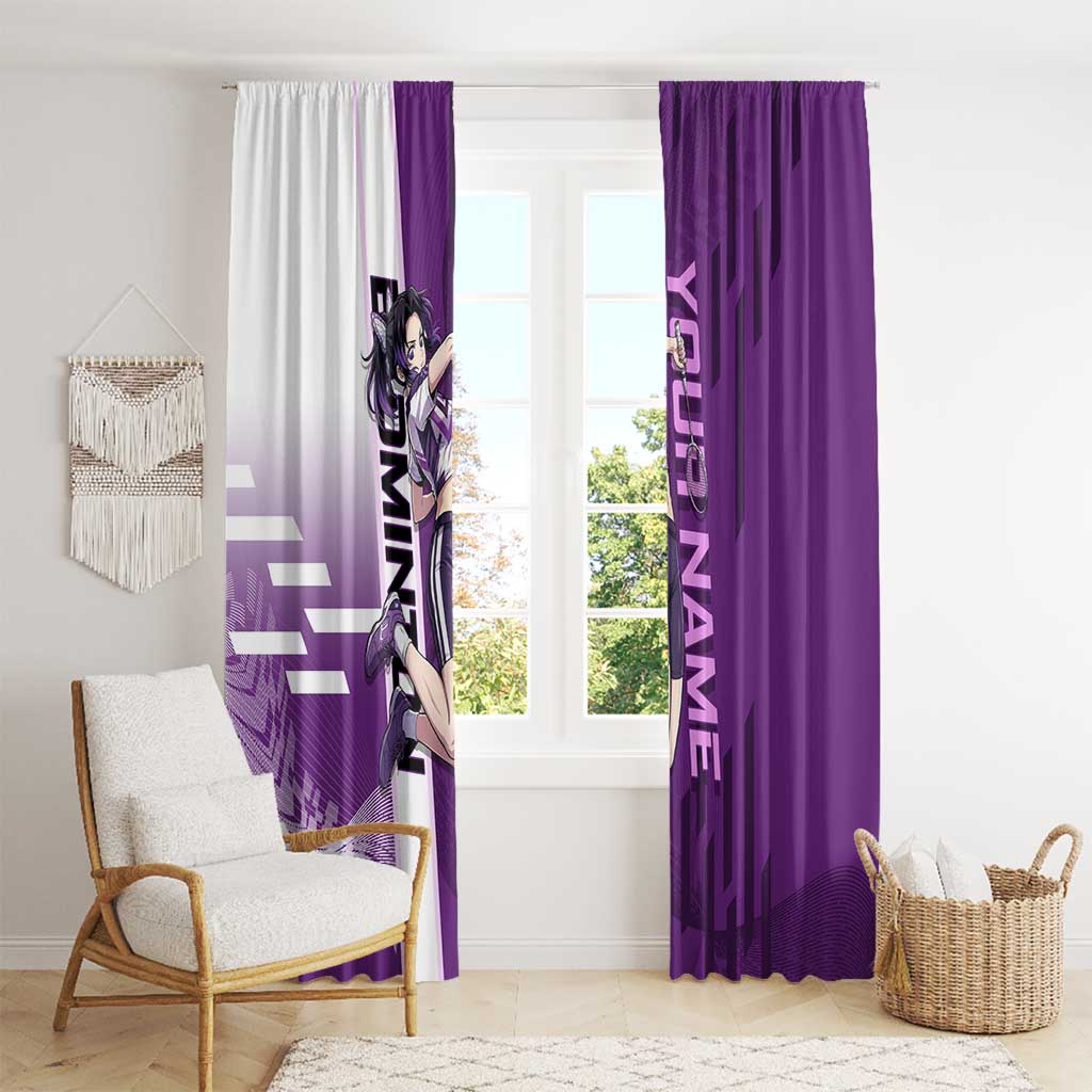 Personalized Shinobu Kocho Badminton Window Curtain with Jump Smash Pose - The Mazicc
