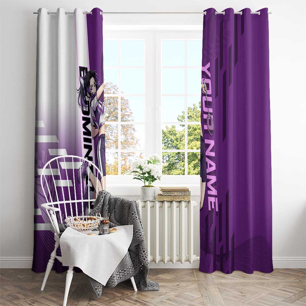 Personalized Shinobu Kocho Badminton Window Curtain with Jump Smash Pose - The Mazicc