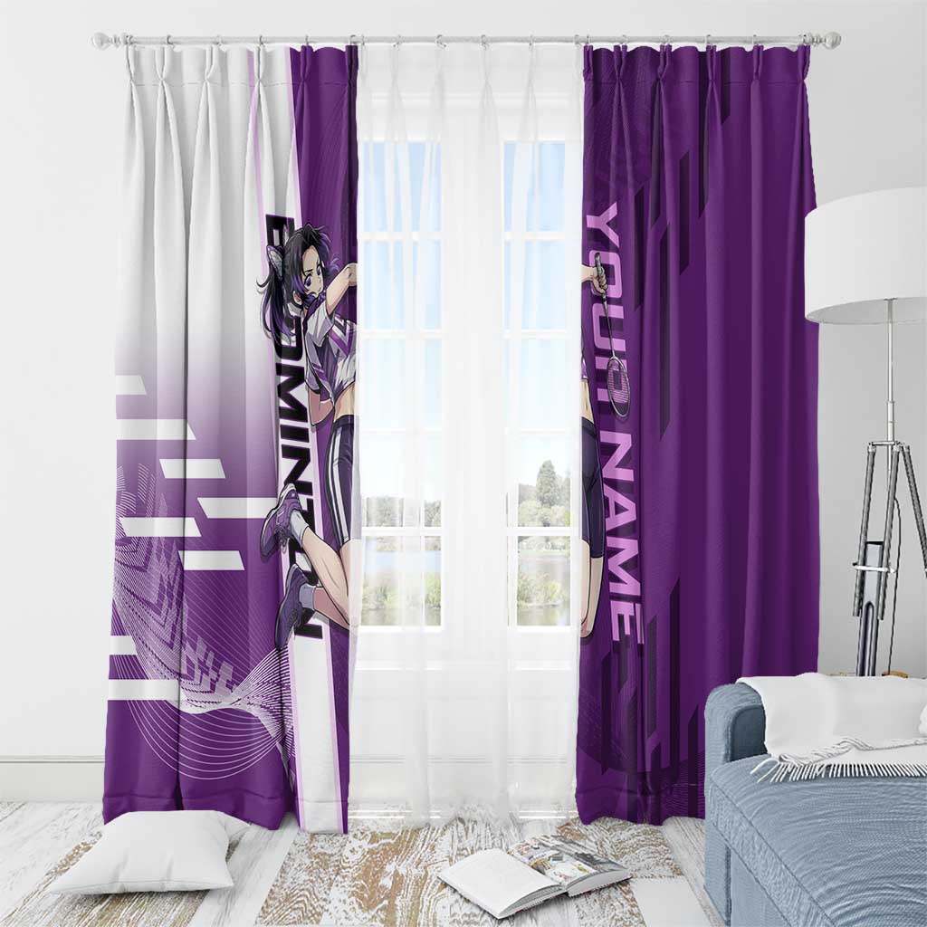 Personalized Shinobu Kocho Badminton Window Curtain with Jump Smash Pose - The Mazicc