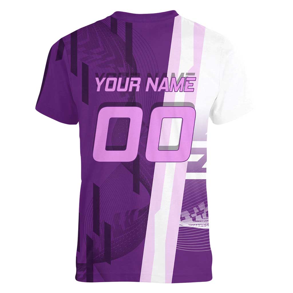 Personalized Shinobu Kocho Badminton Women V-Neck T-Shirt with Jump Smash Pose - The Mazicc