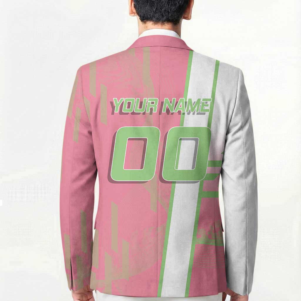 Personalized Mitsuri Kanroji Demon Slayer Badminton Blazer with Racket Action Pose and Pink Green Graphic Design - The Mazicc