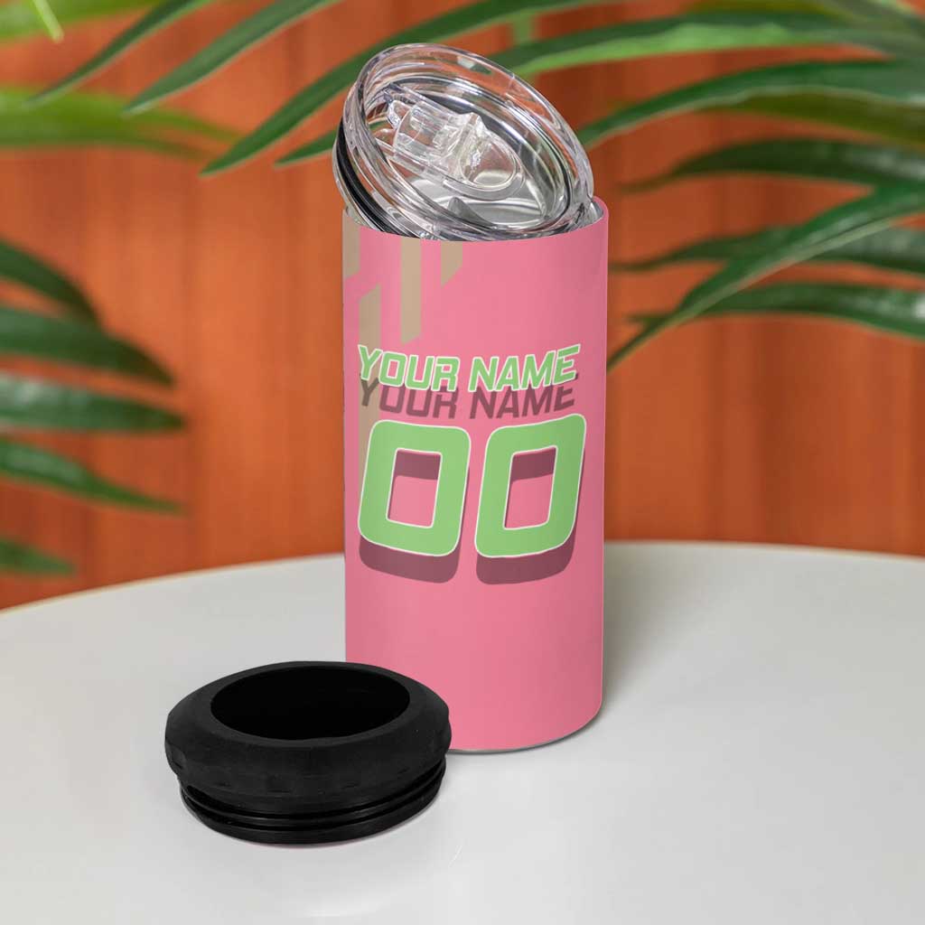 Personalized Mitsuri Kanroji Demon Slayer Badminton 4 in 1 Can Cooler Tumbler with Racket Action Pose and Pink Green Graphic Design - The Mazicc
