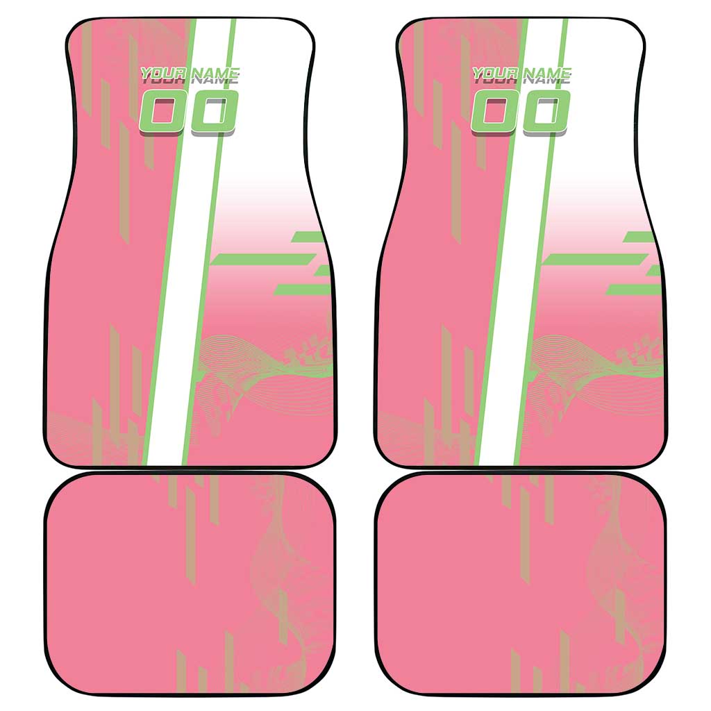 Personalized Mitsuri Kanroji Demon Slayer Badminton Car Mats with Racket Action Pose and Pink Green Graphic Design - The Mazicc