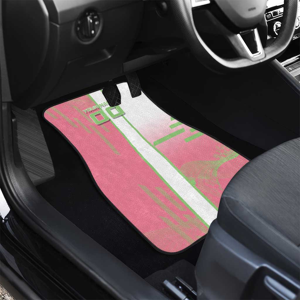 Personalized Mitsuri Kanroji Demon Slayer Badminton Car Mats with Racket Action Pose and Pink Green Graphic Design - The Mazicc