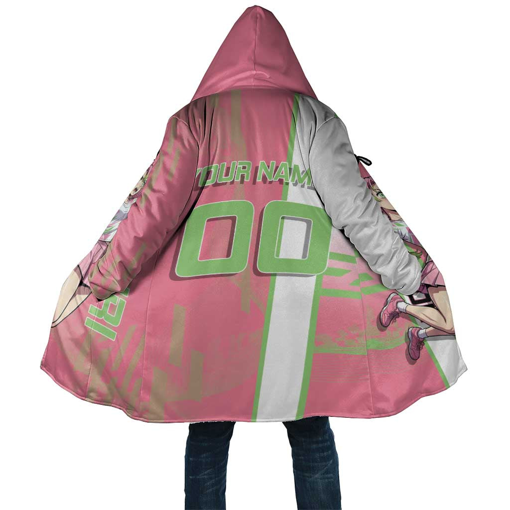 Personalized Mitsuri Kanroji Demon Slayer Badminton Cloak with Racket Action Pose and Pink Green Graphic Design - The Mazicc