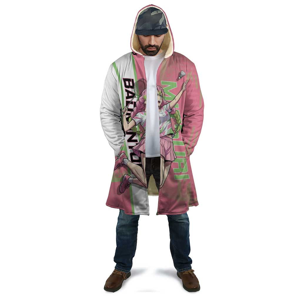 Personalized Mitsuri Kanroji Demon Slayer Badminton Cloak with Racket Action Pose and Pink Green Graphic Design - The Mazicc