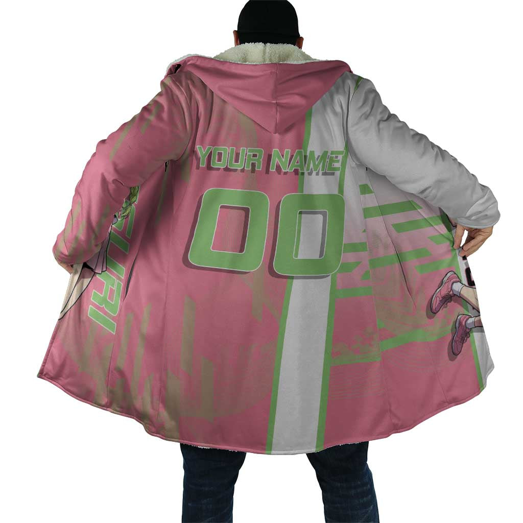Personalized Mitsuri Kanroji Demon Slayer Badminton Cloak with Racket Action Pose and Pink Green Graphic Design - The Mazicc