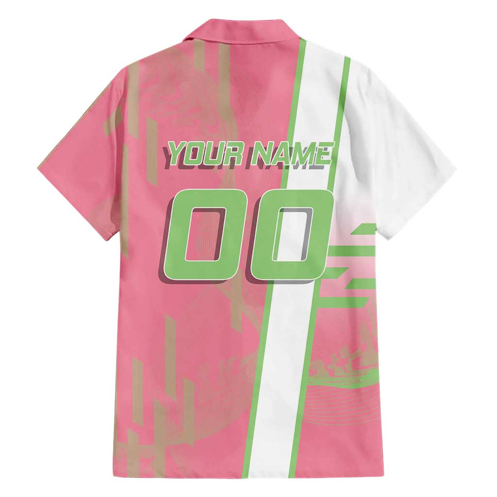 Personalized Mitsuri Kanroji Demon Slayer Badminton Family Matching Mermaid Dress and Hawaiian Shirt with Racket Action Pose and Pink Green Graphic Design