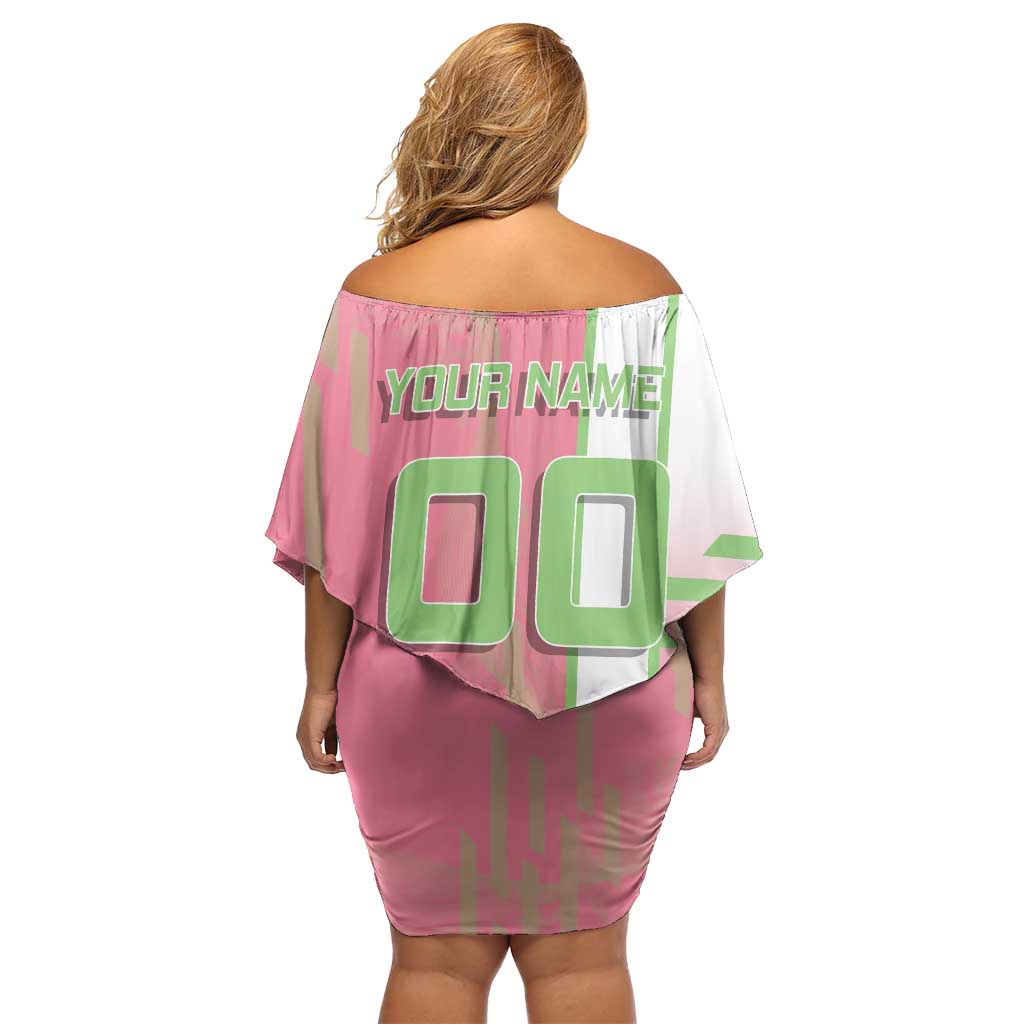 Personalized Mitsuri Kanroji Demon Slayer Badminton Family Matching Off Shoulder Short Dress and Hawaiian Shirt with Racket Action Pose and Pink Green Graphic Design