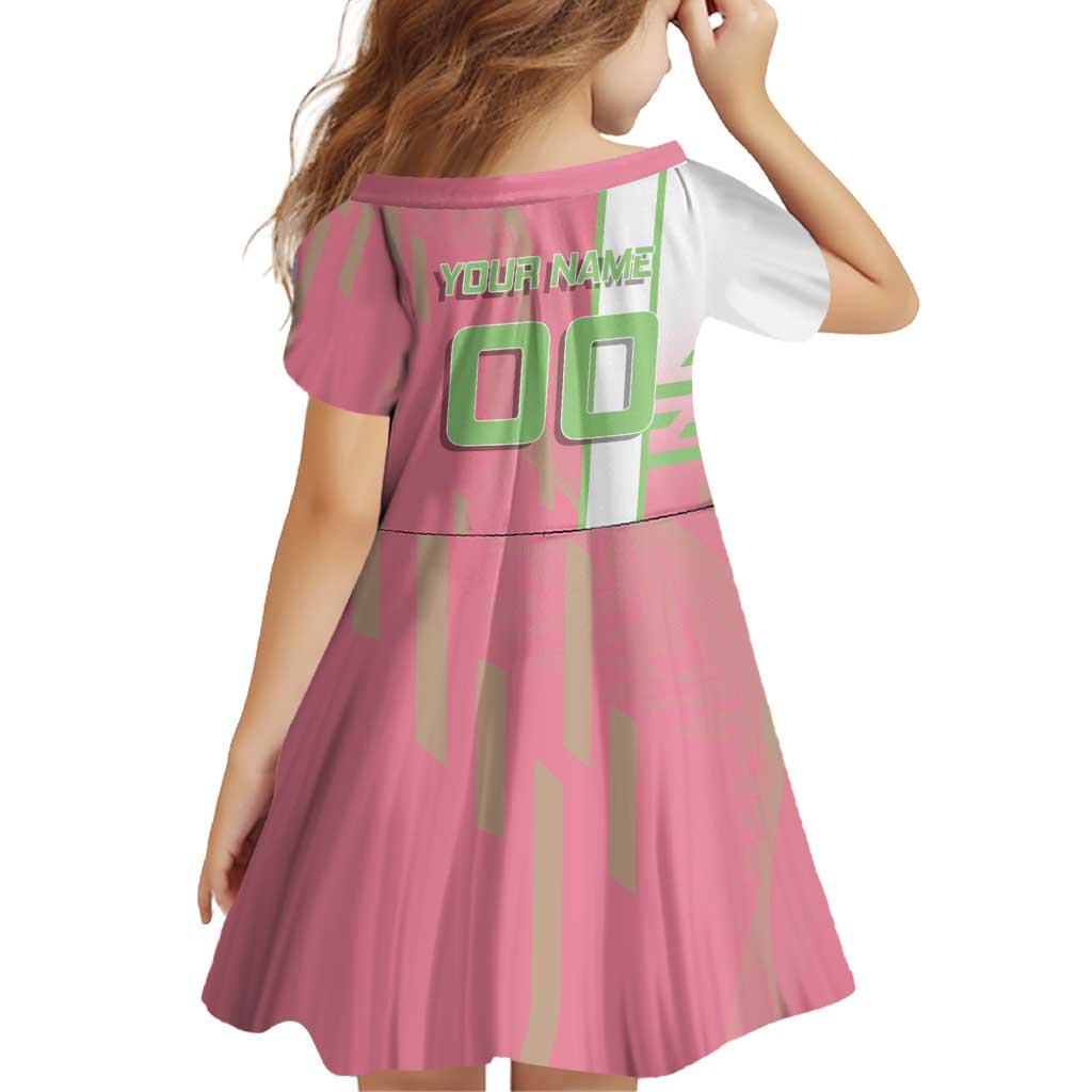 Personalized Mitsuri Kanroji Demon Slayer Badminton Family Matching Short Sleeve Bodycon Dress and Hawaiian Shirt with Racket Action Pose and Pink Green Graphic Design