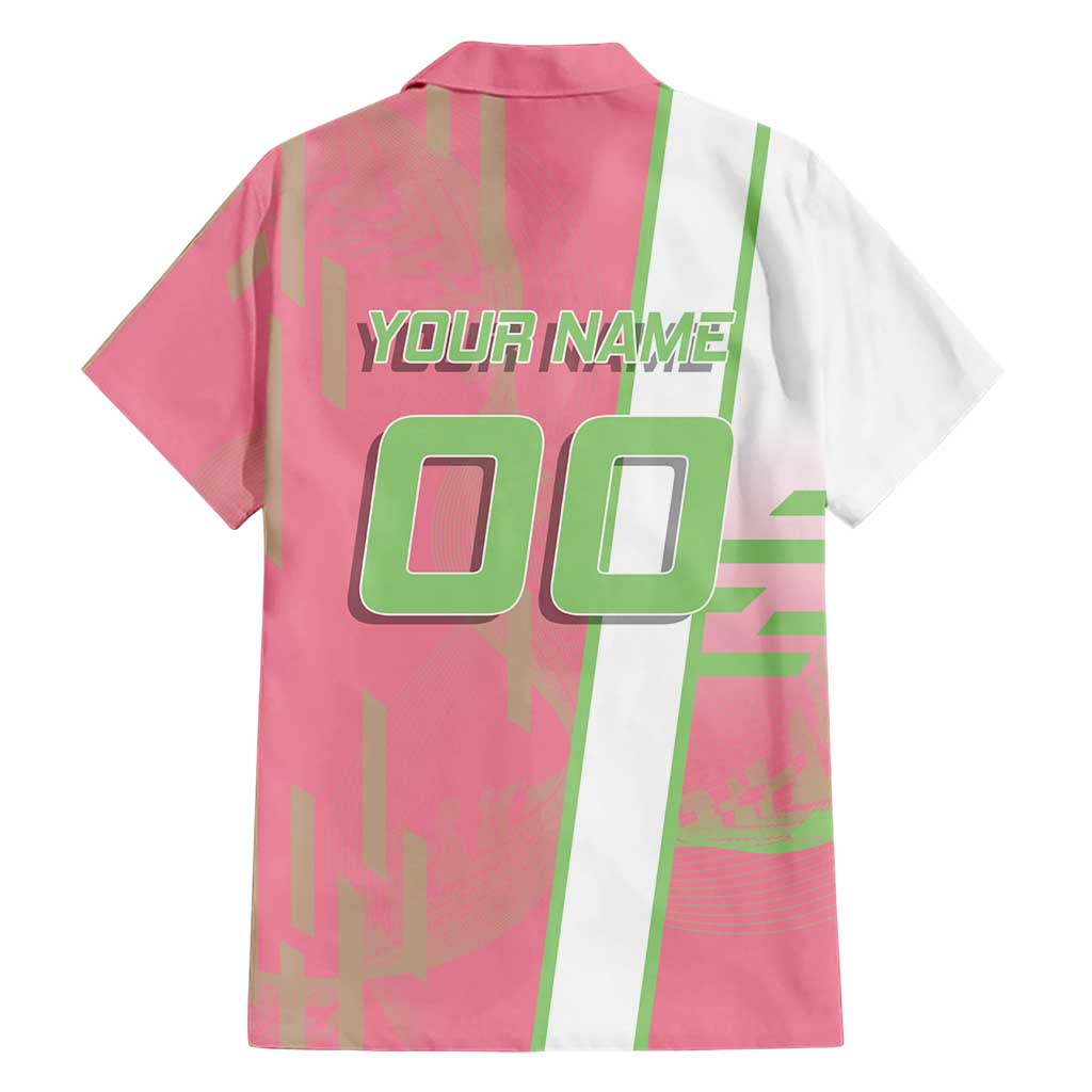 Personalized Mitsuri Kanroji Demon Slayer Badminton Family Matching Short Sleeve Bodycon Dress and Hawaiian Shirt with Racket Action Pose and Pink Green Graphic Design
