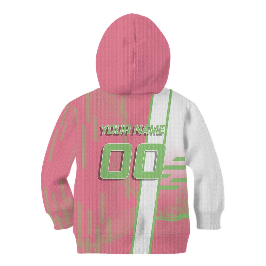 Personalized Mitsuri Kanroji Demon Slayer Badminton Kid Hoodie with Racket Action Pose and Pink Green Graphic Design - The Mazicc