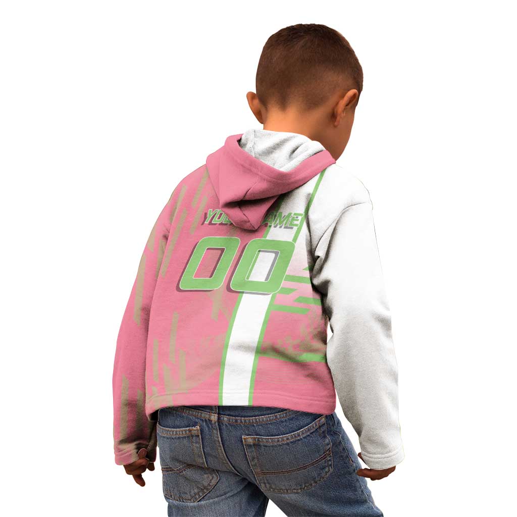 Personalized Mitsuri Kanroji Demon Slayer Badminton Kid Hoodie with Racket Action Pose and Pink Green Graphic Design - The Mazicc