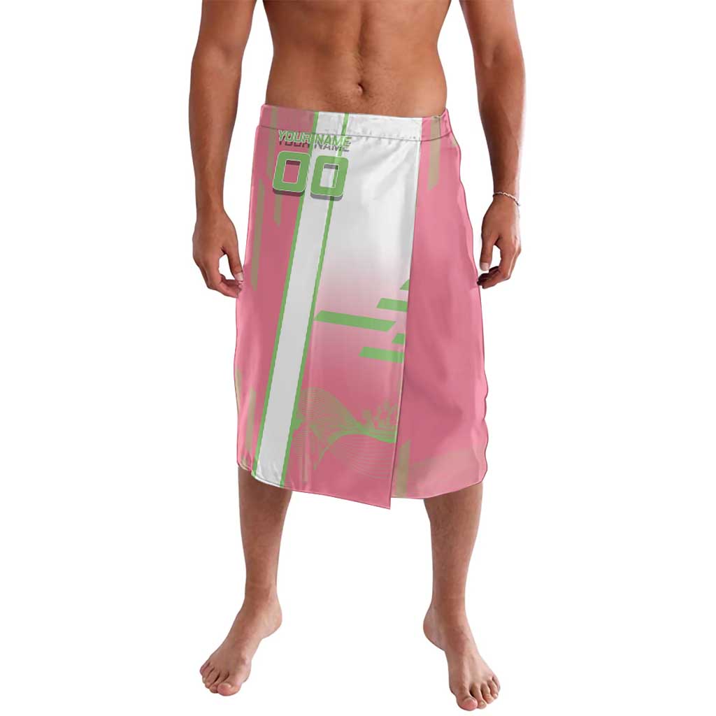 Personalized Mitsuri Kanroji Demon Slayer Badminton Lavalava with Racket Action Pose and Pink Green Graphic Design - The Mazicc