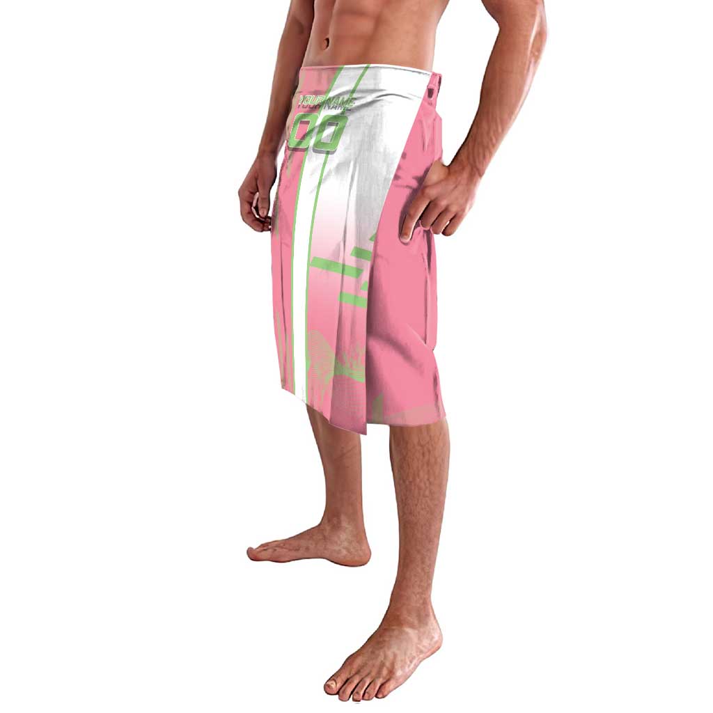 Personalized Mitsuri Kanroji Demon Slayer Badminton Lavalava with Racket Action Pose and Pink Green Graphic Design - The Mazicc
