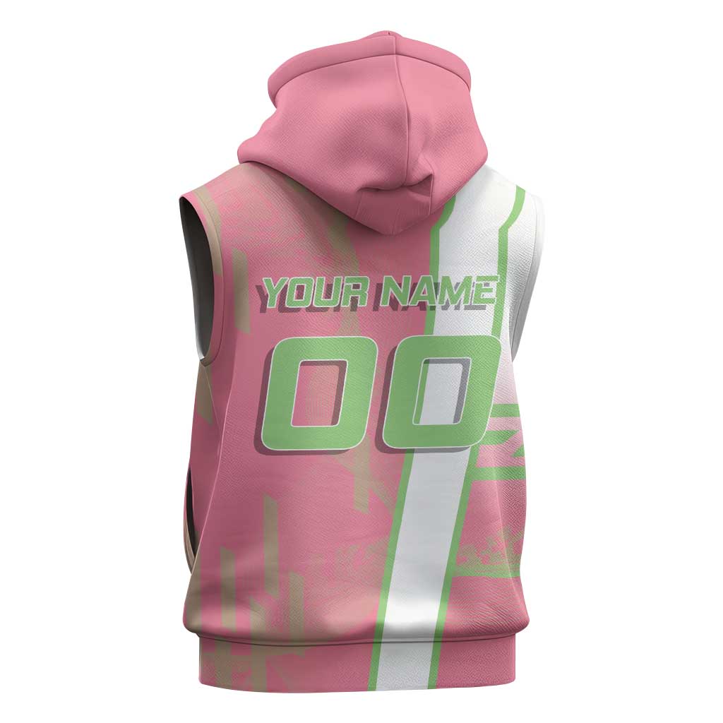 Personalized Mitsuri Kanroji Demon Slayer Badminton Sleeveless Hoodie with Racket Action Pose and Pink Green Graphic Design - The Mazicc