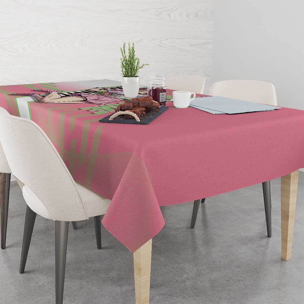 Personalized Mitsuri Kanroji Demon Slayer Badminton Tablecloth with Racket Action Pose and Pink Green Graphic Design - The Mazicc