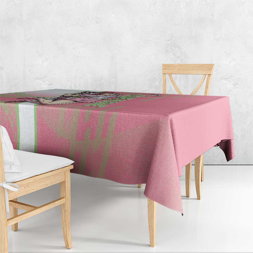 Personalized Mitsuri Kanroji Demon Slayer Badminton Tablecloth with Racket Action Pose and Pink Green Graphic Design - The Mazicc