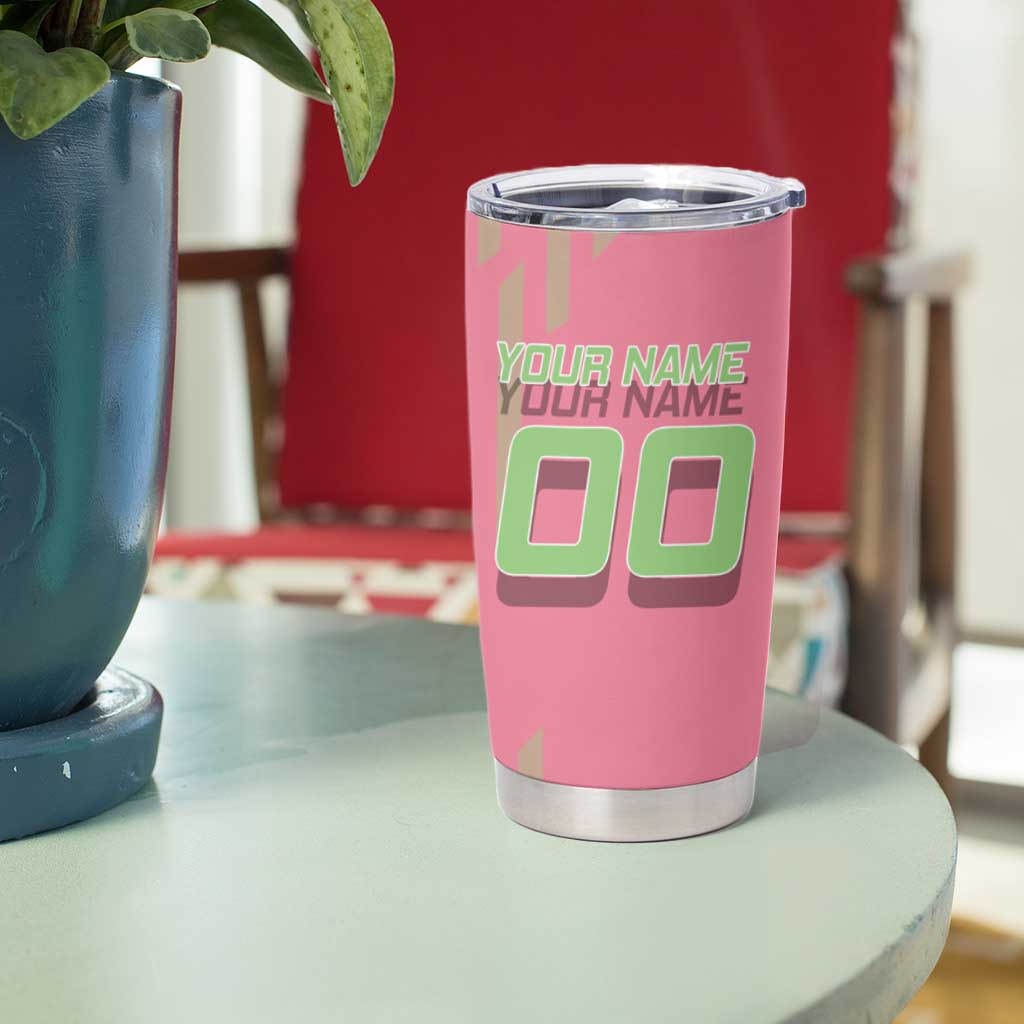 Personalized Mitsuri Kanroji Demon Slayer Badminton Tumbler Cup with Racket Action Pose and Pink Green Graphic Design - The Mazicc