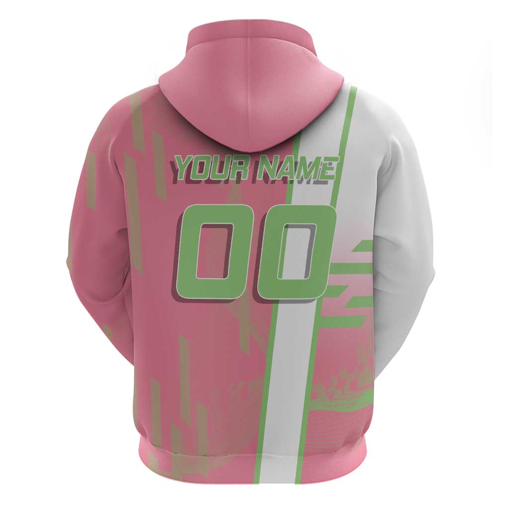 Personalized Mitsuri Kanroji Demon Slayer Badminton Zip Hoodie with Racket Action Pose and Pink Green Graphic Design - The Mazicc