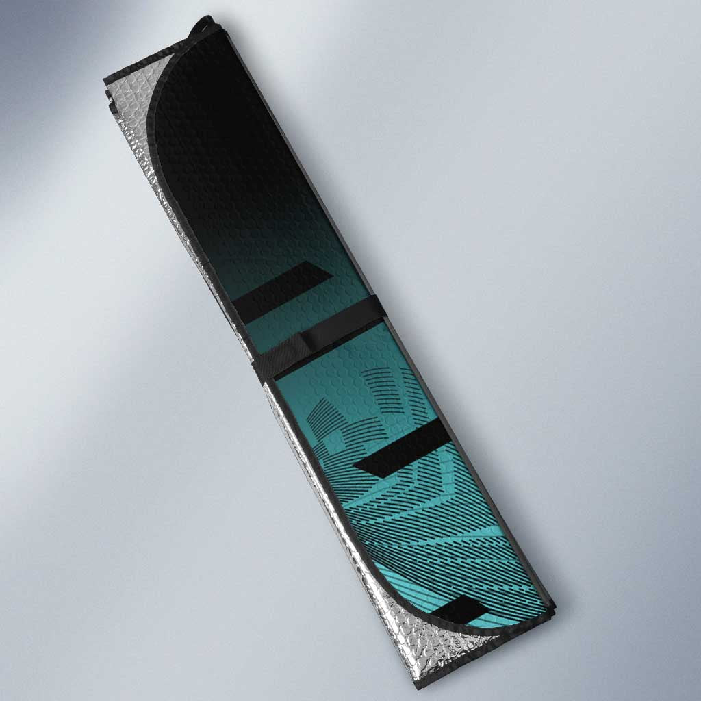 Personalized Tokito Muichiro Demon Slayer Badminton Auto Sun Shade with Racket Action Pose and Teal Black Graphic Design - The Mazicc