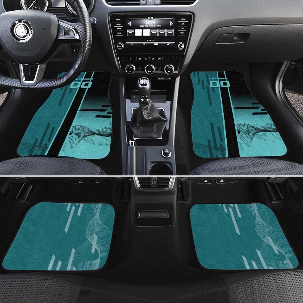 Personalized Tokito Muichiro Demon Slayer Badminton Car Mats with Racket Action Pose and Teal Black Graphic Design - The Mazicc