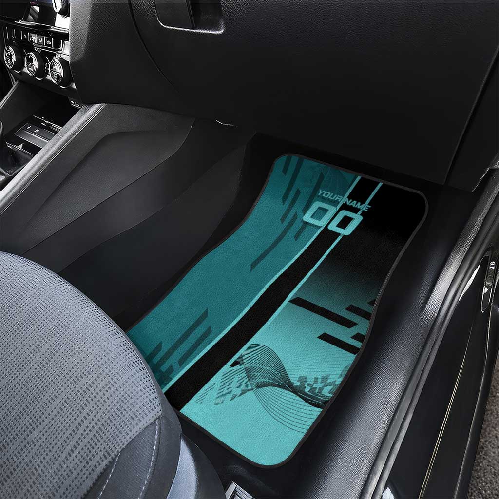 Personalized Tokito Muichiro Demon Slayer Badminton Car Mats with Racket Action Pose and Teal Black Graphic Design - The Mazicc