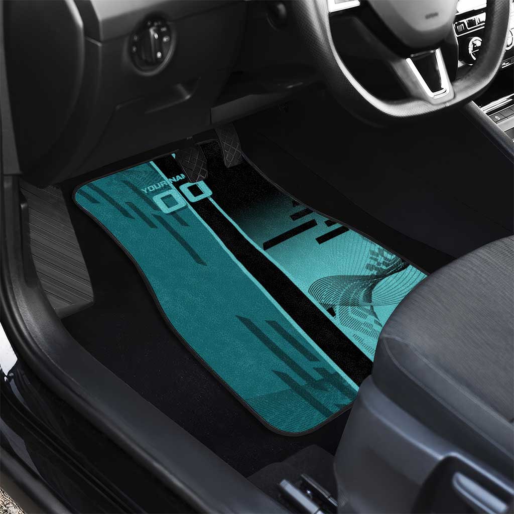 Personalized Tokito Muichiro Demon Slayer Badminton Car Mats with Racket Action Pose and Teal Black Graphic Design - The Mazicc