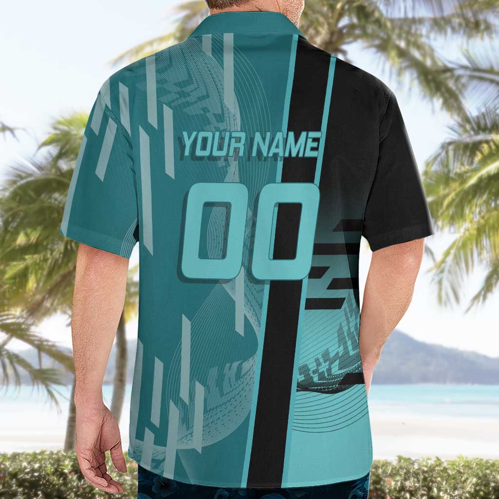 Personalized Tokito Muichiro Demon Slayer Badminton Hawaiian Shirt with Racket Action Pose and Teal Black Graphic Design - The Mazicc