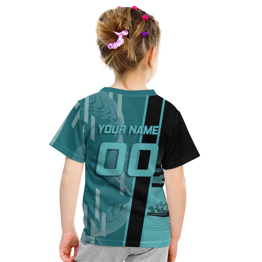 Personalized Tokito Muichiro Demon Slayer Badminton Kid T Shirt with Racket Action Pose and Teal Black Graphic Design - The Mazicc