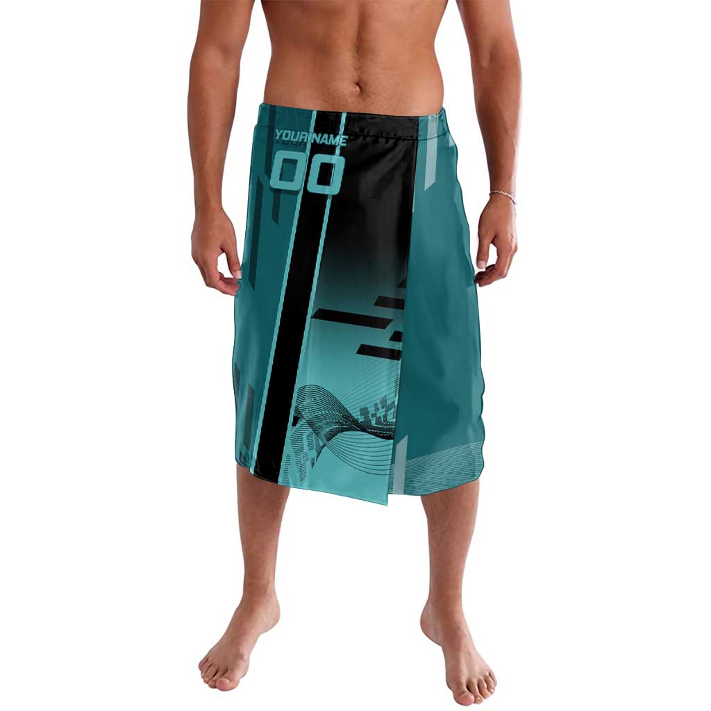 Personalized Tokito Muichiro Demon Slayer Badminton Lavalava with Racket Action Pose and Teal Black Graphic Design - The Mazicc