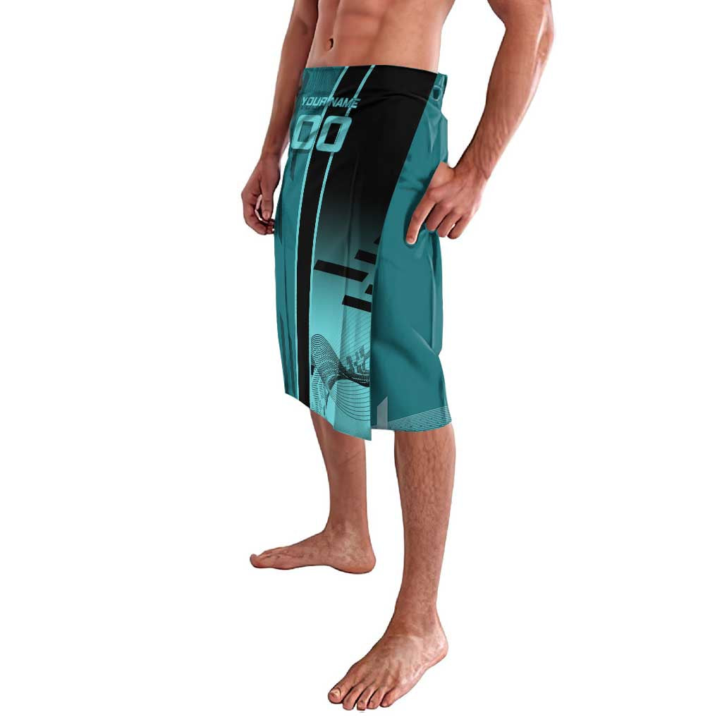 Personalized Tokito Muichiro Demon Slayer Badminton Lavalava with Racket Action Pose and Teal Black Graphic Design - The Mazicc