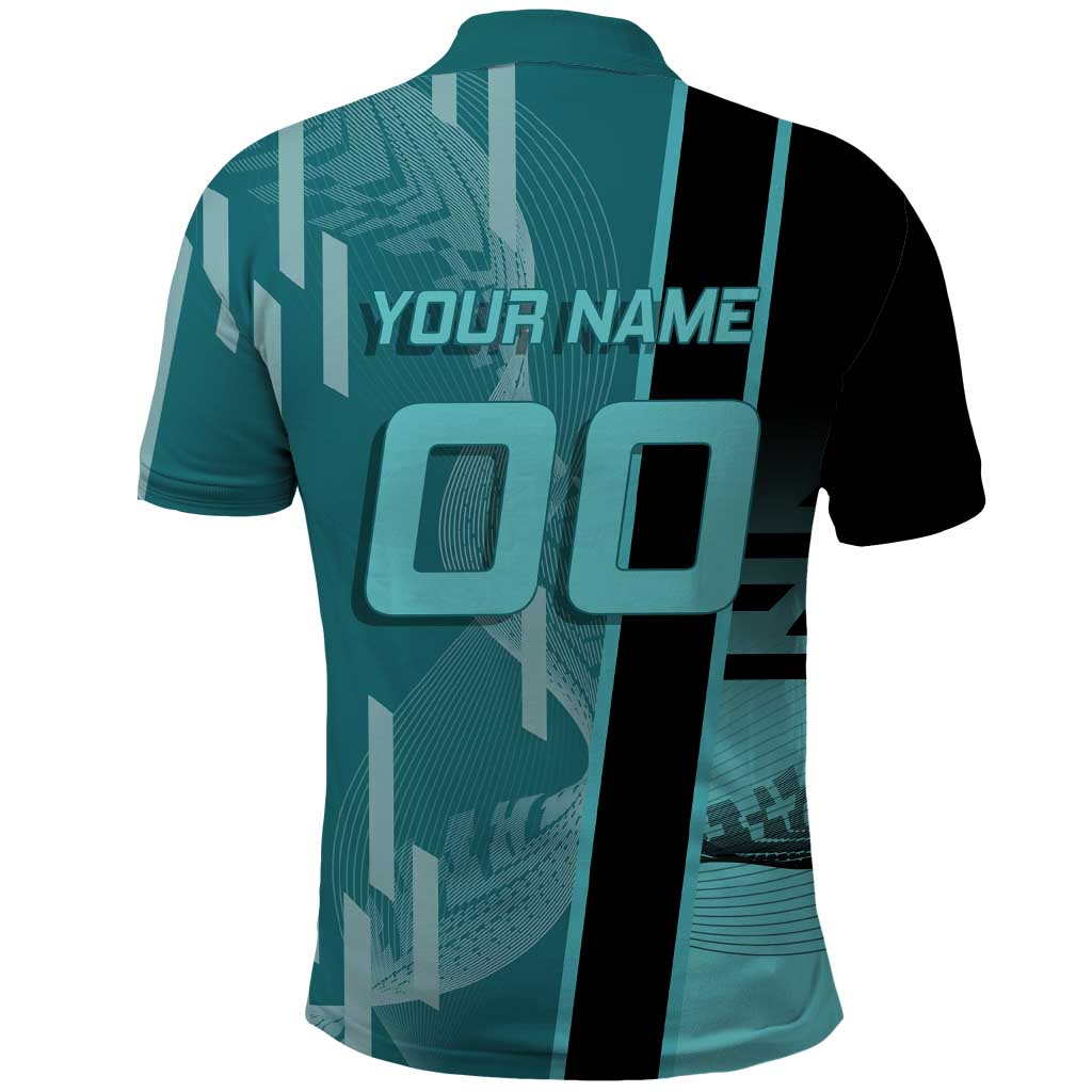 Personalized Tokito Muichiro Demon Slayer Badminton Polo Shirt with Racket Action Pose and Teal Black Graphic Design - The Mazicc