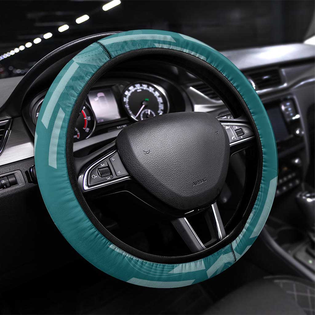 Tokito Muichiro Demon Slayer Badminton Steering Wheel Cover with Racket Action Pose and Teal Black Graphic Design - The Mazicc