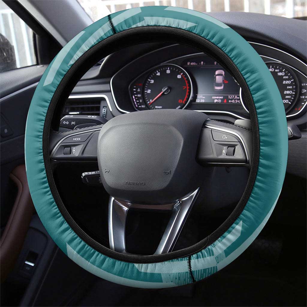 Tokito Muichiro Demon Slayer Badminton Steering Wheel Cover with Racket Action Pose and Teal Black Graphic Design - The Mazicc