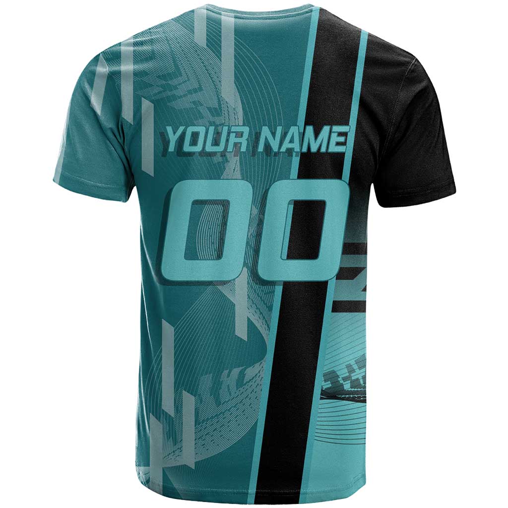 Personalized Tokito Muichiro Demon Slayer Badminton T Shirt with Racket Action Pose and Teal Black Graphic Design - The Mazicc